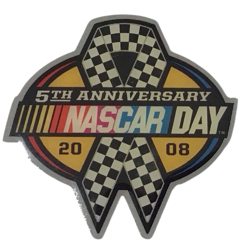 NASCAR Day 5th Anniversary Gold & Black Checkered Brooch Tac Pin Jewelry Hat Bag